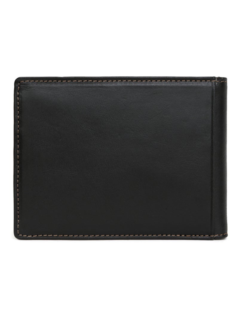 Cartera italiana - 2 pliegues - cuero félin hexagona Negro - Kiabi