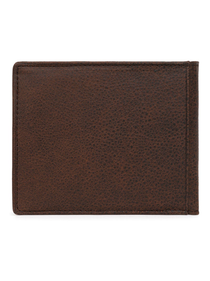 Cartera italiana - 2 pliegues - cuero instinct hexagona Marrón - Kiabi