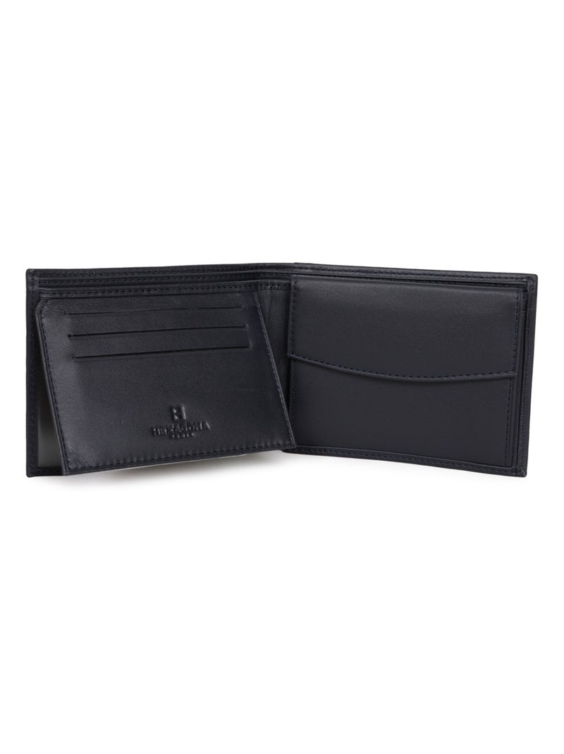 Cartera italiana - 2 pliegues - Cuero SOFT Azul marino - Kiabi