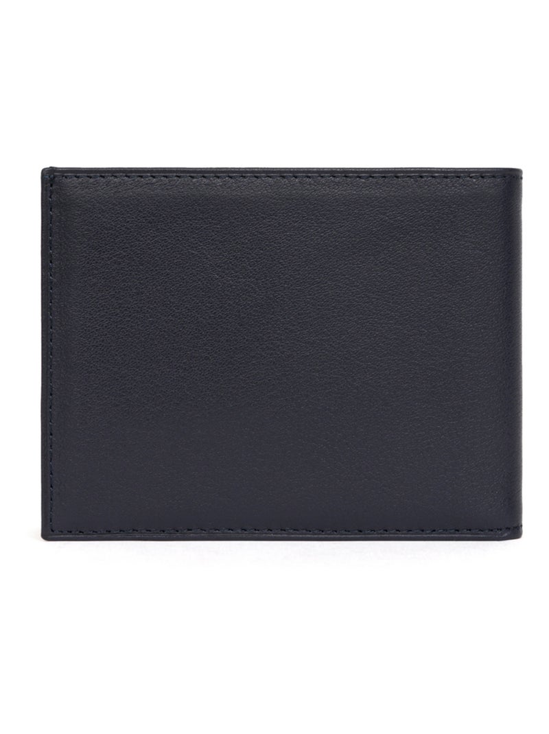 Cartera italiana - 2 pliegues - Cuero SOFT Azul marino - Kiabi