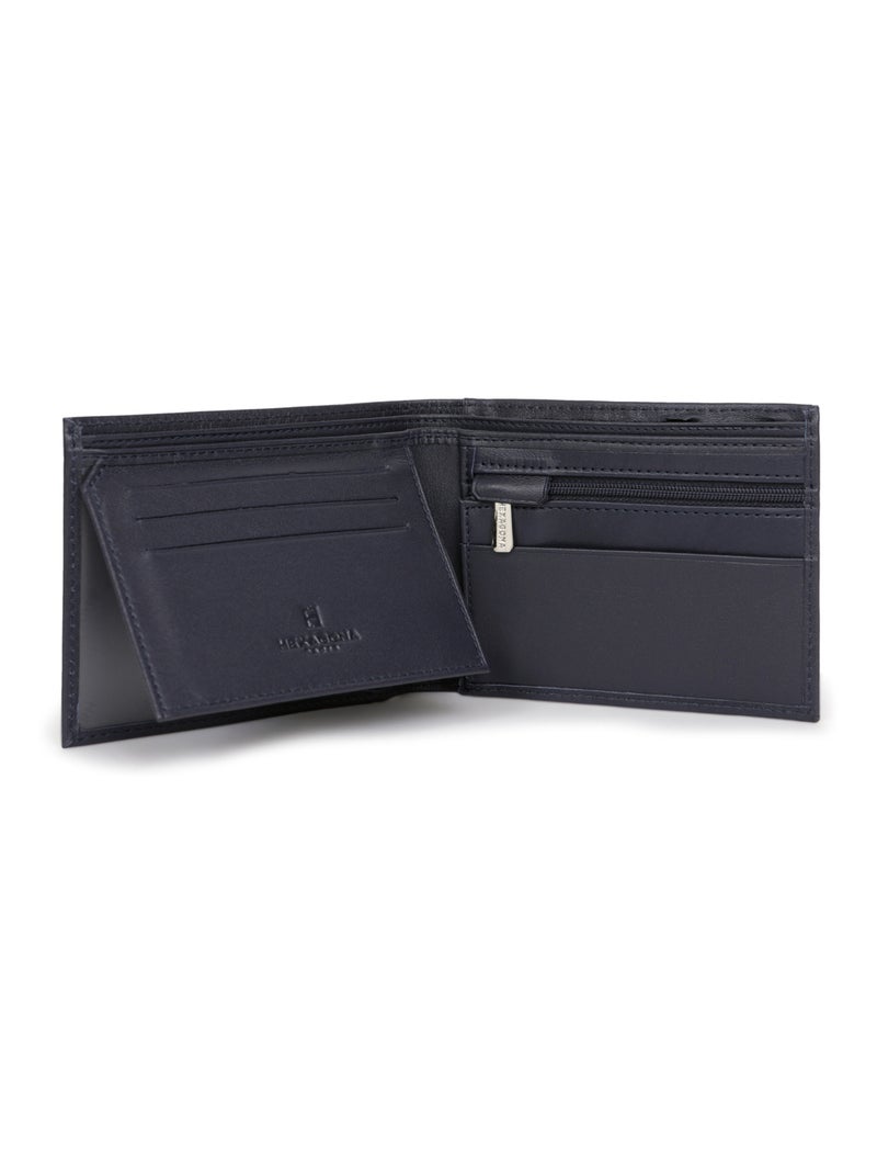Cartera italiana - 2 pliegues - cuero soft hexagona Azul marino - Kiabi