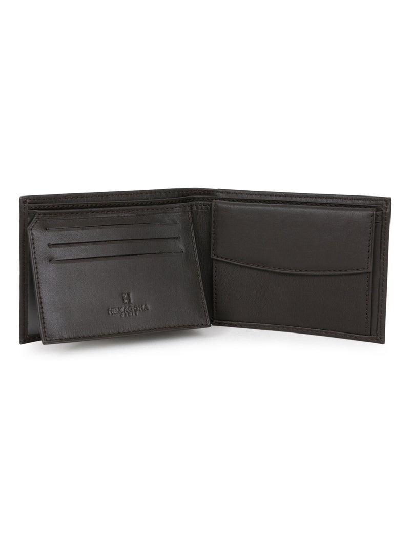 Cartera italiana - 2 pliegues - cuero soft hexagona Marrón - Kiabi