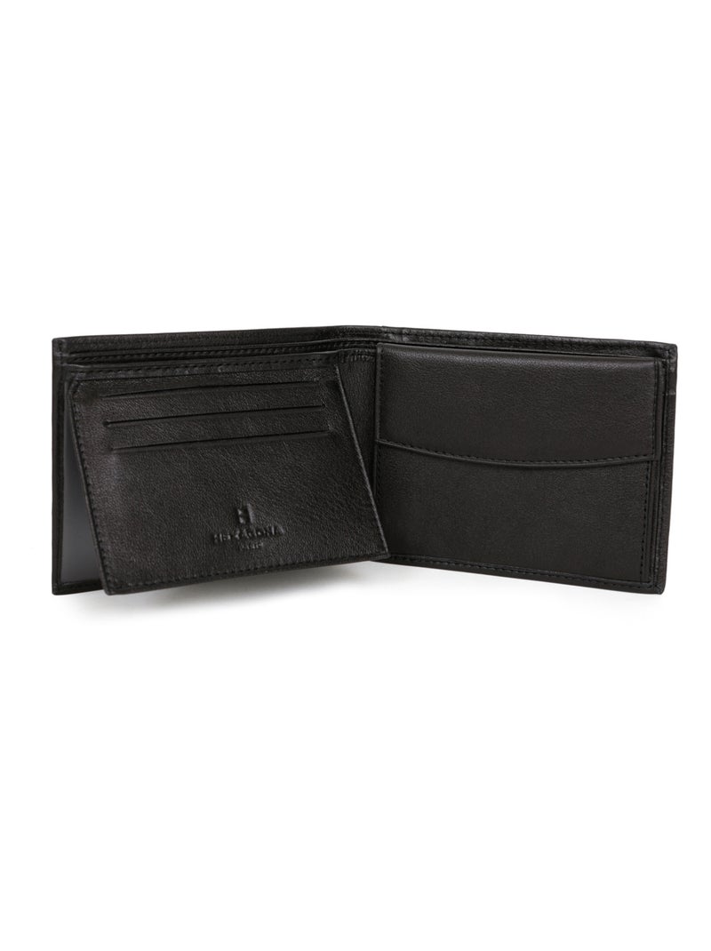 Cartera italiana - 2 pliegues - cuero soft hexagona Negro - Kiabi
