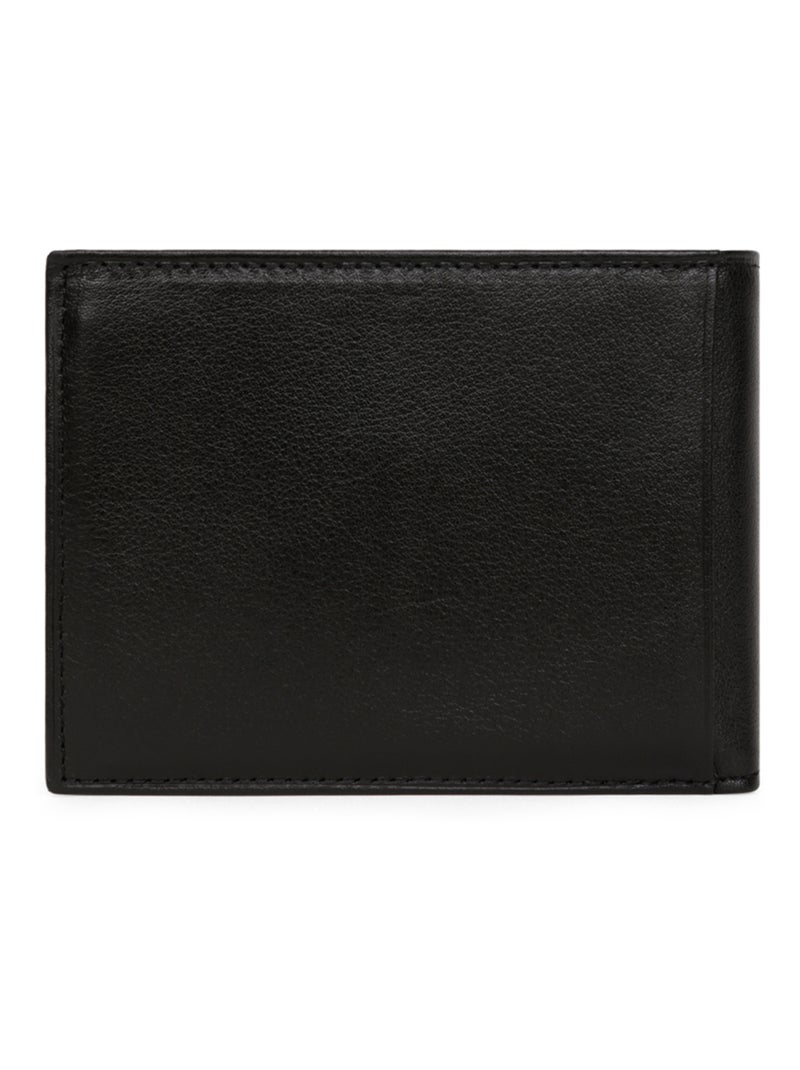 Cartera italiana - 2 pliegues - cuero soft hexagona Negro - Kiabi