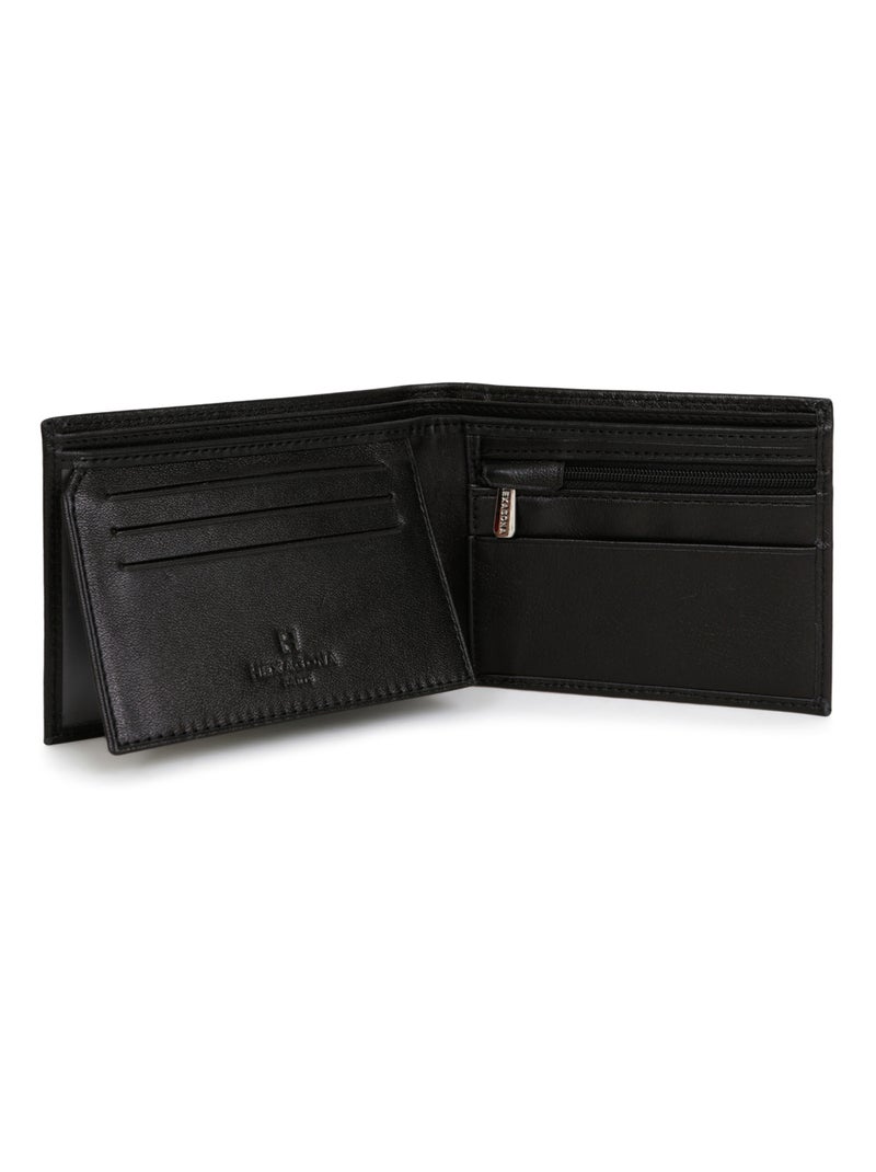 Cartera italiana - 2 pliegues - cuero soft hexagona Negro - Kiabi
