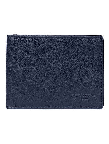 Cartera italiana - 2 pliegues - detener rfid - cuero confort hexagona