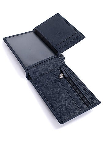 Cartera italiana - 2 pliegues - detener rfid - cuero confort hexagona