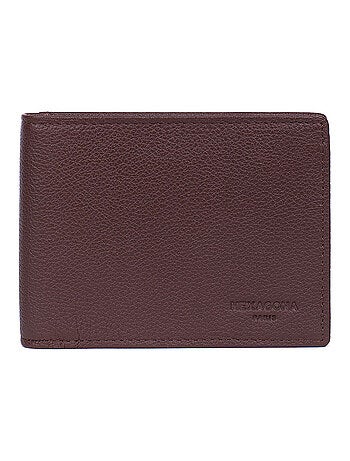 Cartera italiana - 2 pliegues - detener rfid - cuero confort hexagona