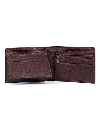 Cartera italiana - 2 pliegues - detener rfid - cuero confort hexagona