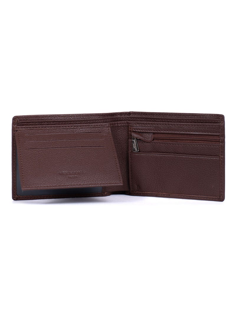 Cartera italiana - 2 pliegues - detener rfid - cuero confort hexagona Marrón chocolate - Kiabi