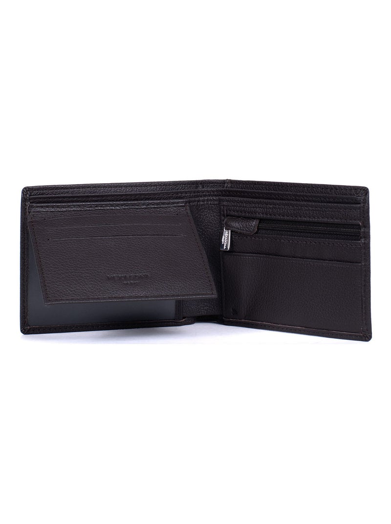 Cartera italiana - 2 pliegues - detener rfid - cuero confort hexagona Marrón oscuro - Kiabi