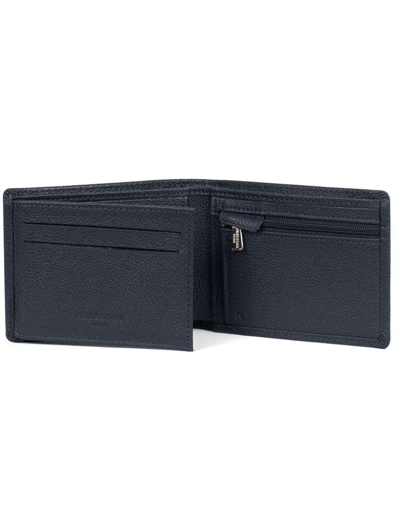 Cartera italiana - 2 pliegues - detener rfid - cuero de vaca confort hexagona Azul marino - Kiabi