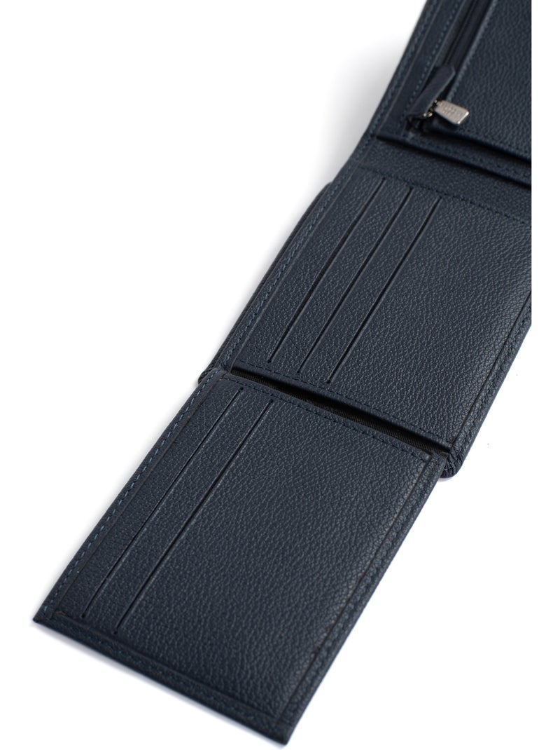Cartera italiana - 2 pliegues - detener rfid - cuero de vaca confort hexagona Azul marino - Kiabi