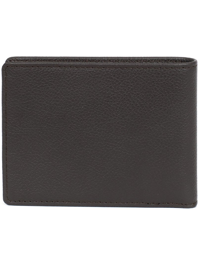 Cartera italiana - 2 pliegues - detener rfid - cuero de vaca confort hexagona Marrón oscuro - Kiabi