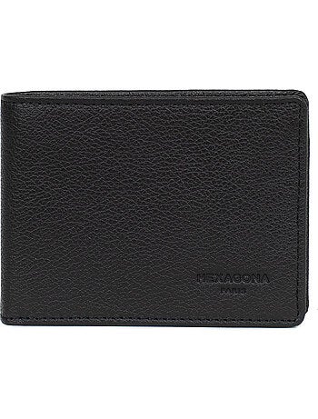 Cartera italiana - 2 pliegues - detener rfid - cuero de vaca confort hexagona
