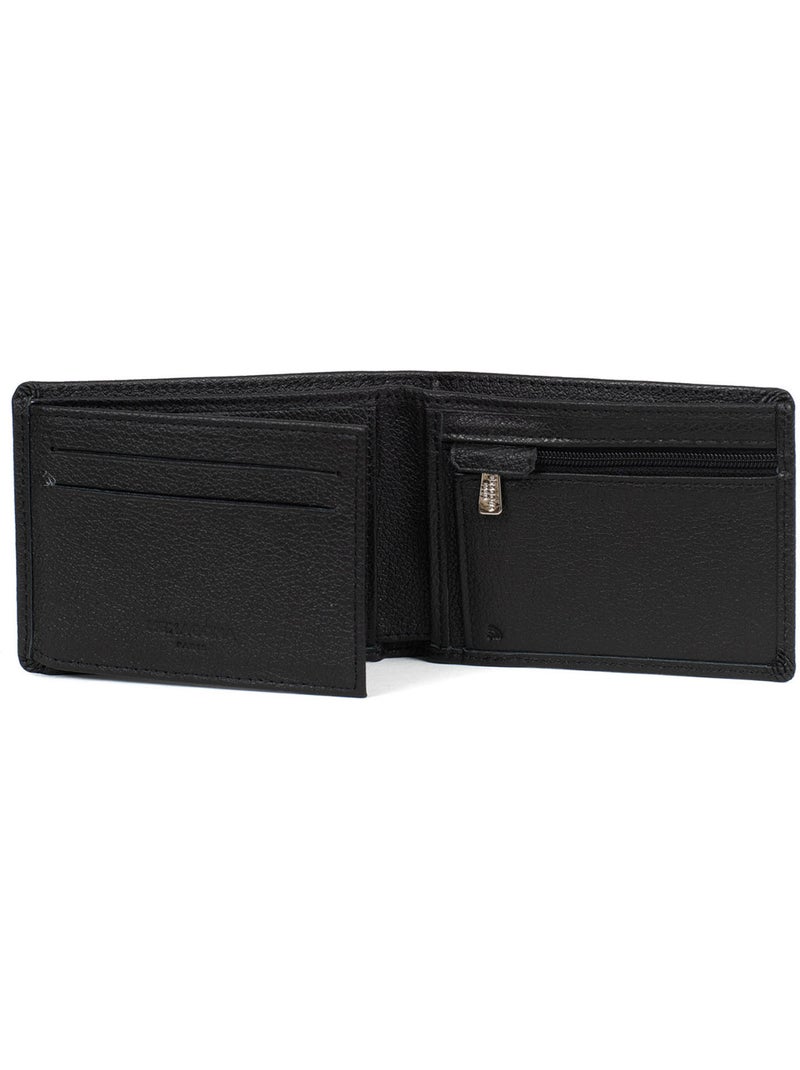 Cartera italiana - 2 pliegues - detener rfid - cuero de vaca confort hexagona Negro - Kiabi