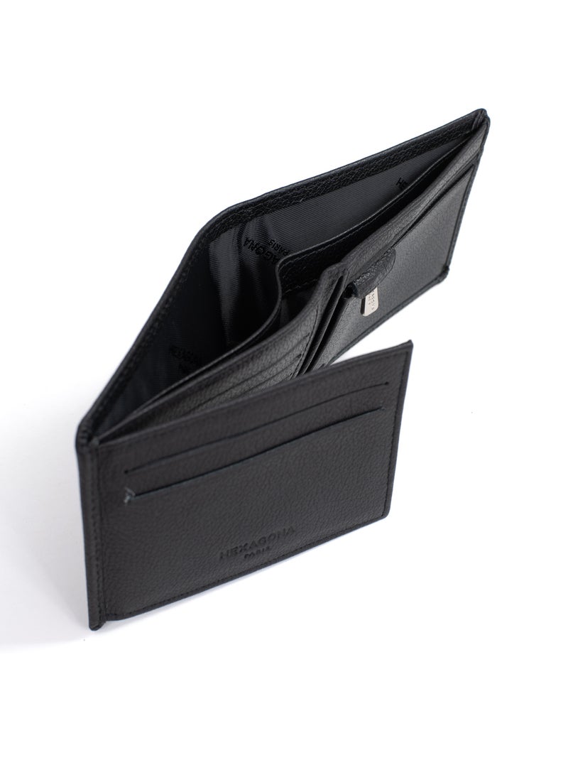 Cartera italiana - 2 pliegues - detener rfid - cuero de vaca confort hexagona Negro - Kiabi