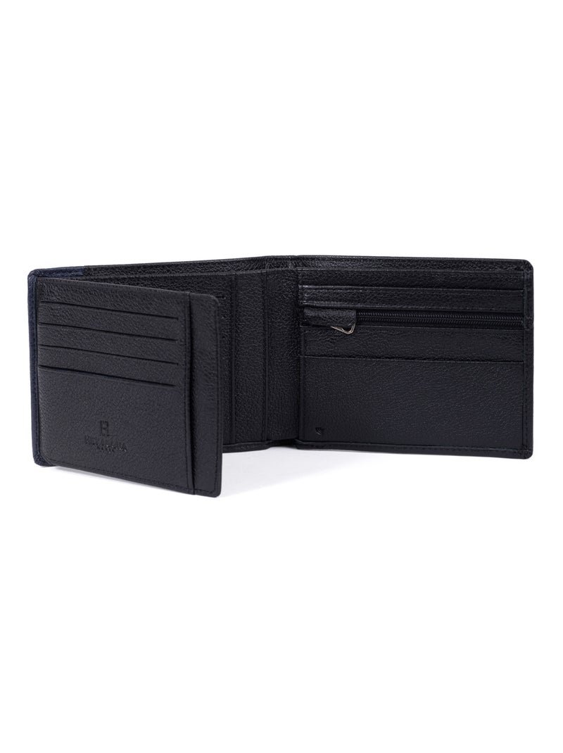 Cartera italiana - 2 pliegues - detener rfid - cuero duo hexagona Negro Azul - Kiabi
