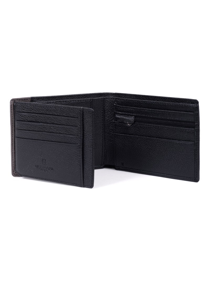 Cartera italiana - 2 pliegues - detener rfid - cuero duo hexagona Negro Gris - Kiabi