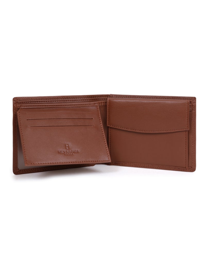Cartera italiana - 2 pliegues - detener rfid - cuero sensation hexagona Cognac - Kiabi
