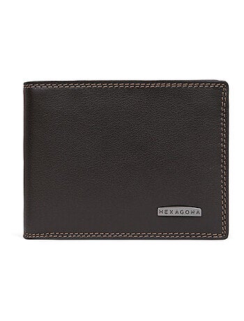 Cartera italiana - 2 pliegues - detener rfid - cuero sensation hexagona