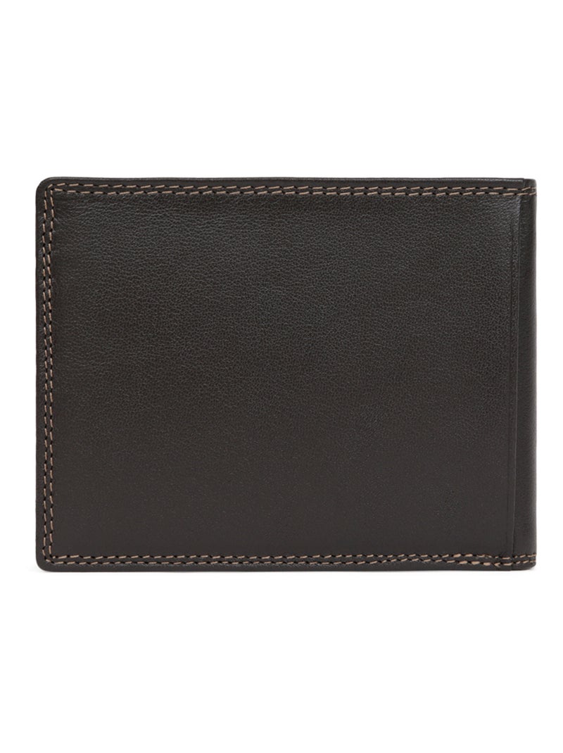 Cartera italiana - 2 pliegues - detener rfid - cuero sensation hexagona Marrón oscuro - Kiabi