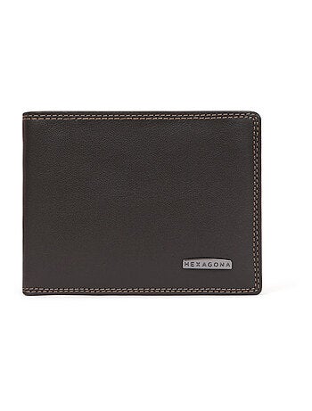 Cartera italiana - 2 pliegues - detener rfid - cuero sensation hexagona