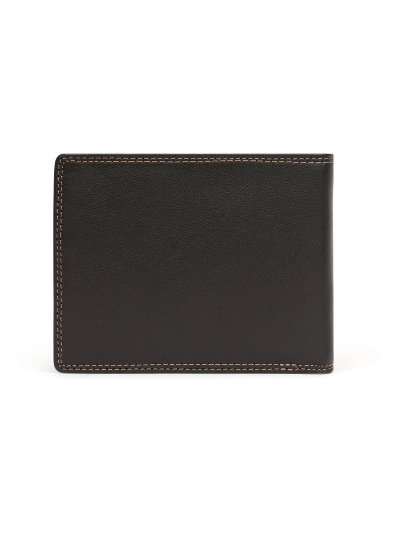 Cartera italiana - 2 pliegues - detener rfid - cuero sensation hexagona Marrón oscuro - Kiabi