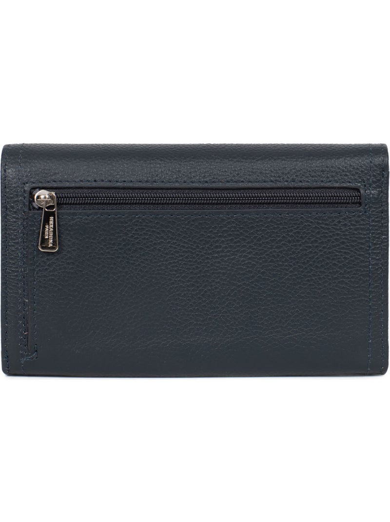 Cartera larga - 1 compartimento - Detener RFID - Cuero MIRABELLE Azul petróleo - Kiabi