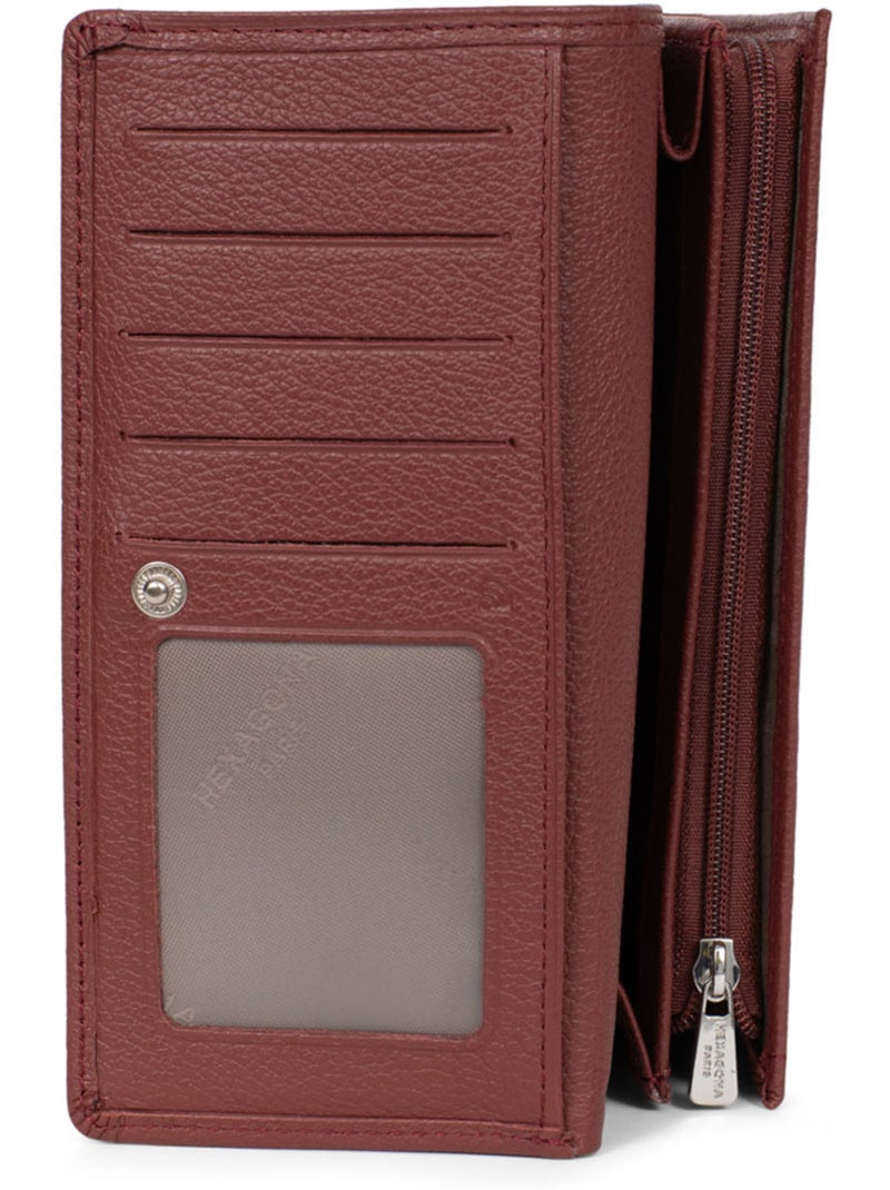 Cartera larga - 1 compartimento - detener rfid - cuero mirabelle hexagona Burdeos - Kiabi