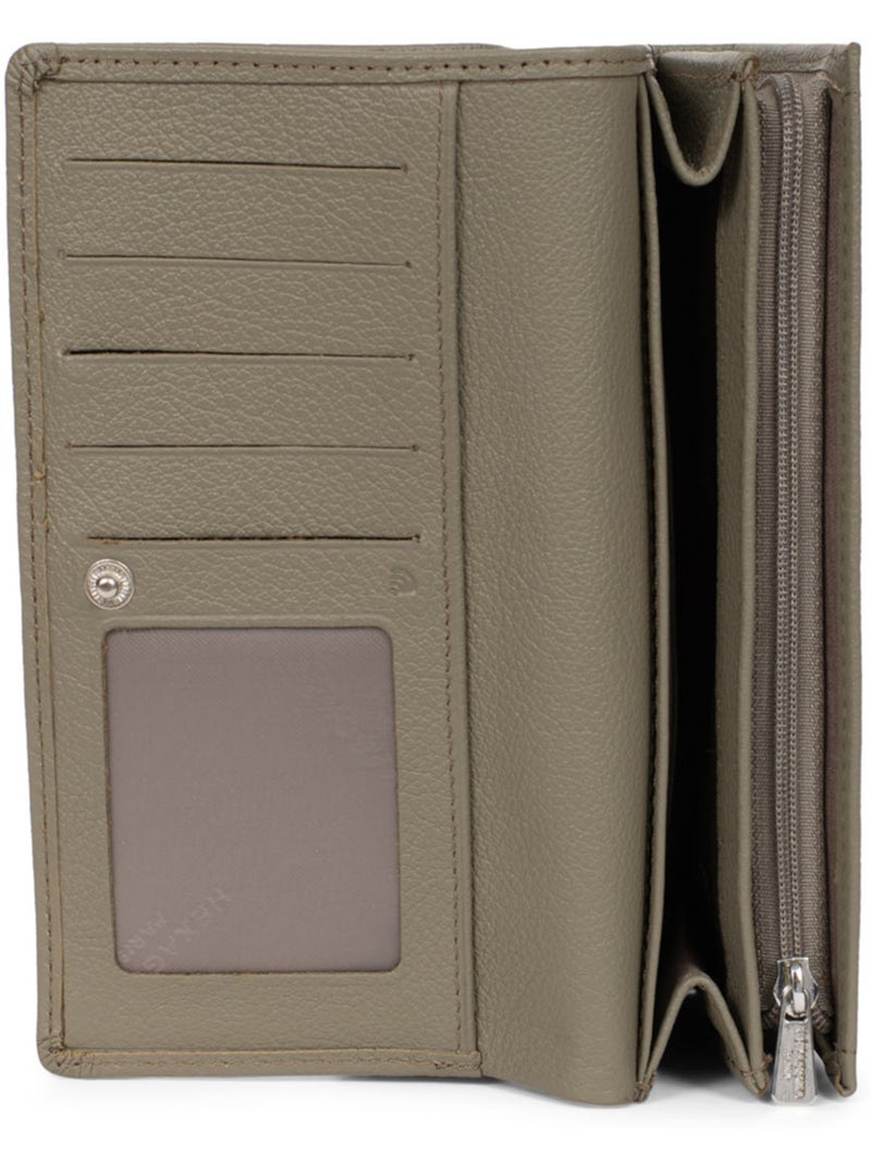 Cartera larga - 1 compartimento - Detener RFID - Cuero MIRABELLE Verde oliva - Kiabi