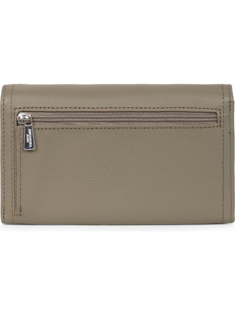 Cartera larga - 1 compartimento - Detener RFID - Cuero MIRABELLE Verde oliva - Kiabi