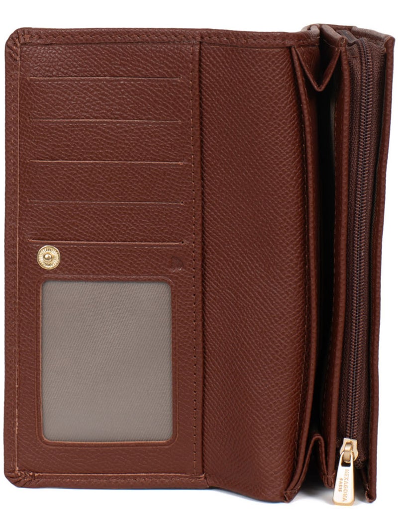 Cartera larga - 1 pliegue - detener rfid - cuero aude hexagona Marrón - Kiabi