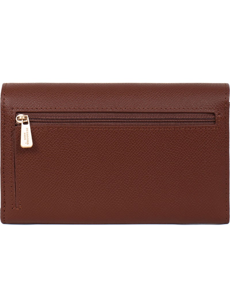 Cartera larga - 1 pliegue - detener rfid - cuero aude hexagona Marrón - Kiabi