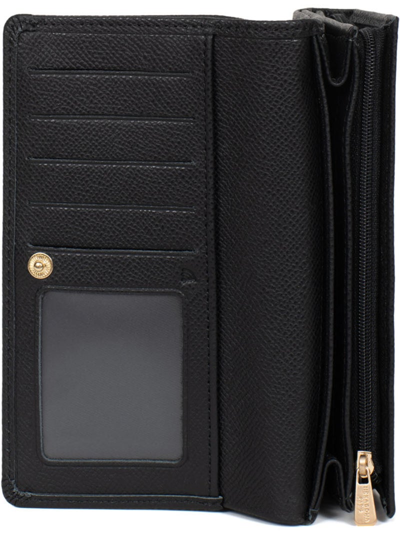 Cartera larga - 1 pliegue - detener rfid - cuero aude hexagona Negro - Kiabi