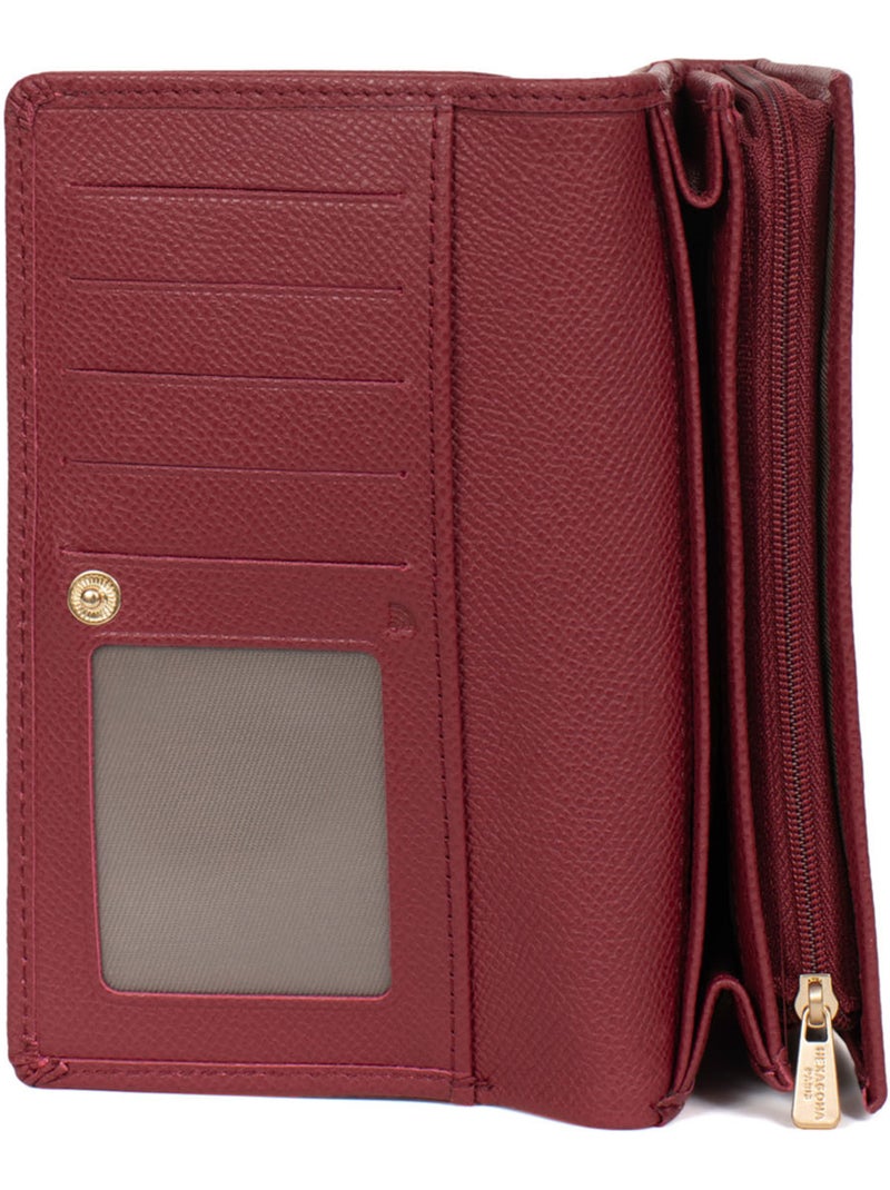 Cartera larga - 1 pliegue - detener rfid - cuero aude hexagona Rojo carmín - Kiabi