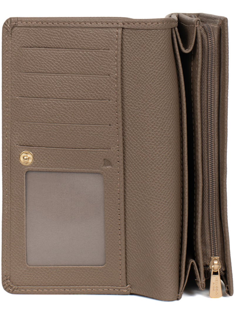 Cartera larga - 1 pliegue - detener rfid - cuero aude hexagona Taupe - Kiabi