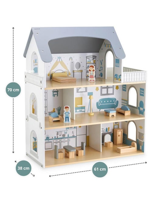Casa de muñecas madera 3 niveles con terraza Mamabrum - Kiabi