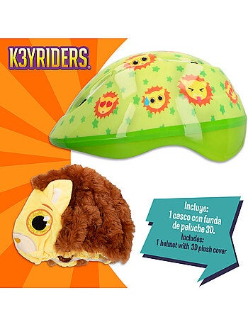 Casco infantil con funda de peluche de león k3yriders