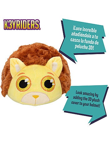 Casco infantil con funda de peluche de león k3yriders