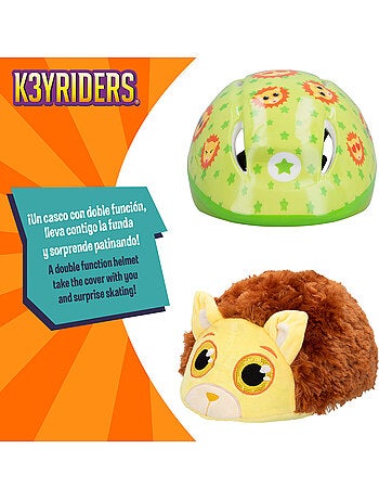 Casco infantil con funda de peluche de león k3yriders