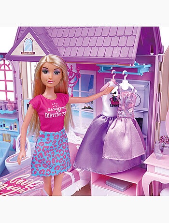 Casita de muñecas con muñeca 30 cm y más de 60 accesorios isabella