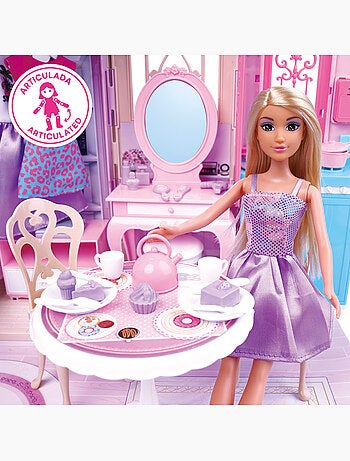 Casita de muñecas con muñeca 30 cm y más de 60 accesorios isabella