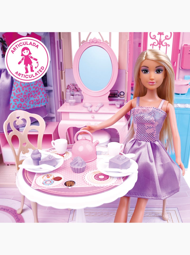 Casita de muñecas con muñeca 30 cm y más de 60 accesorios isabella N/D - Kiabi