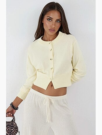 Casual crop jacket with button closure busem