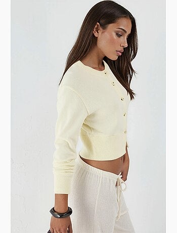 Casual crop jacket with button closure busem