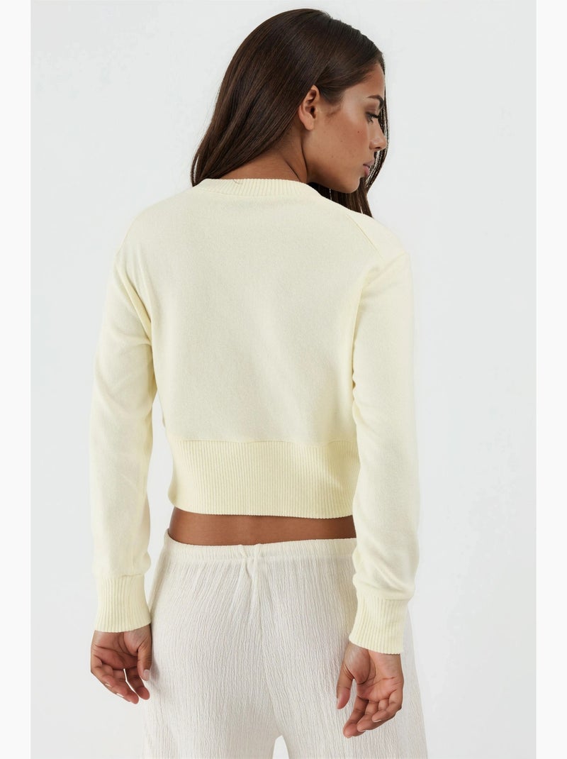 Casual crop jacket with button closure busem Amarillo limón - Kiabi