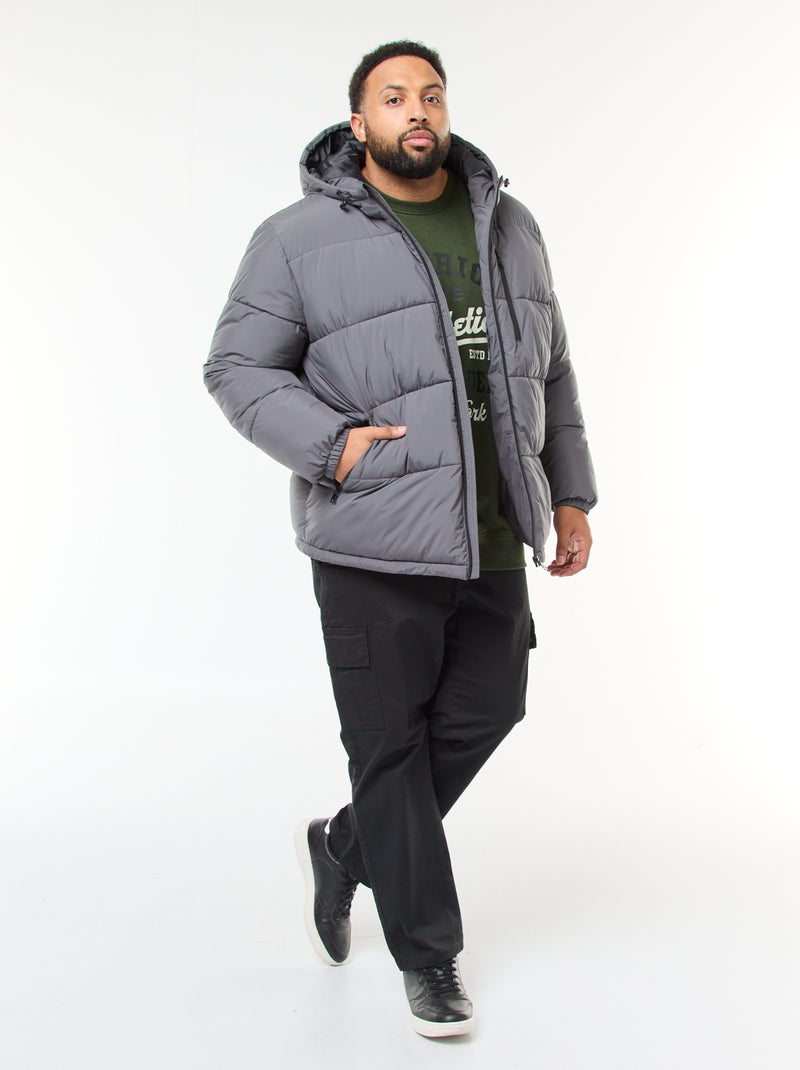 Cazadora acolchada cálida con capucha Gris - Kiabi