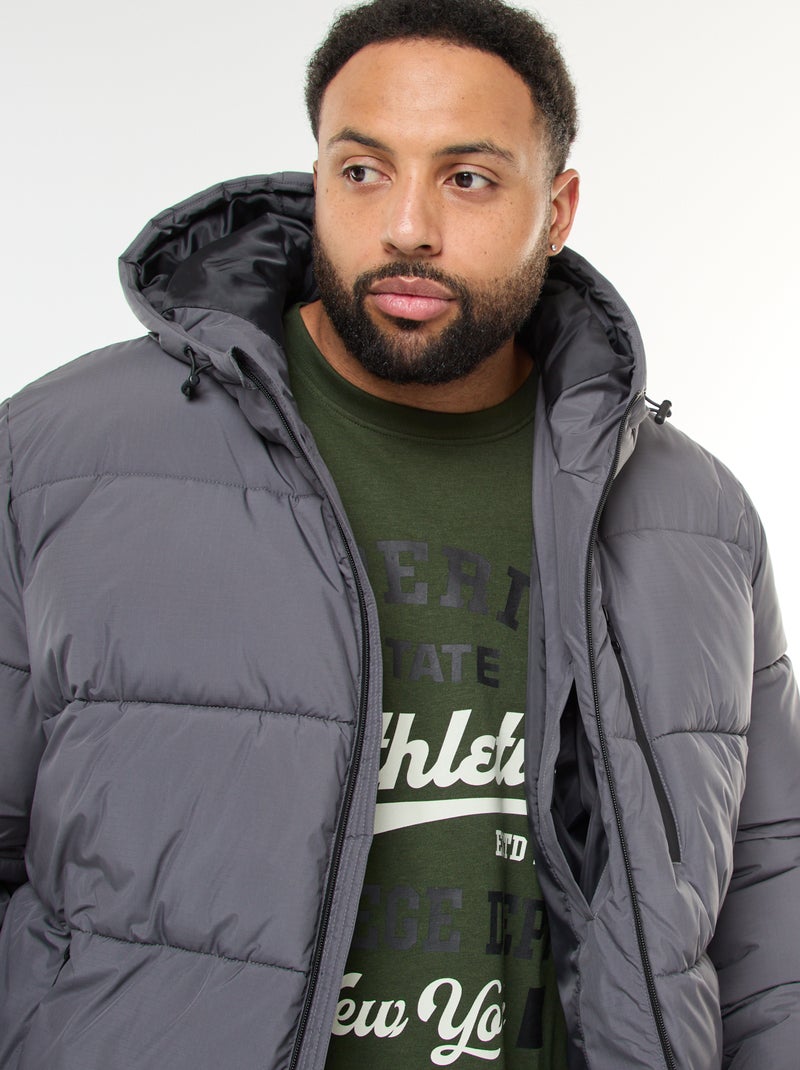 Cazadora acolchada cálida con capucha Gris - Kiabi