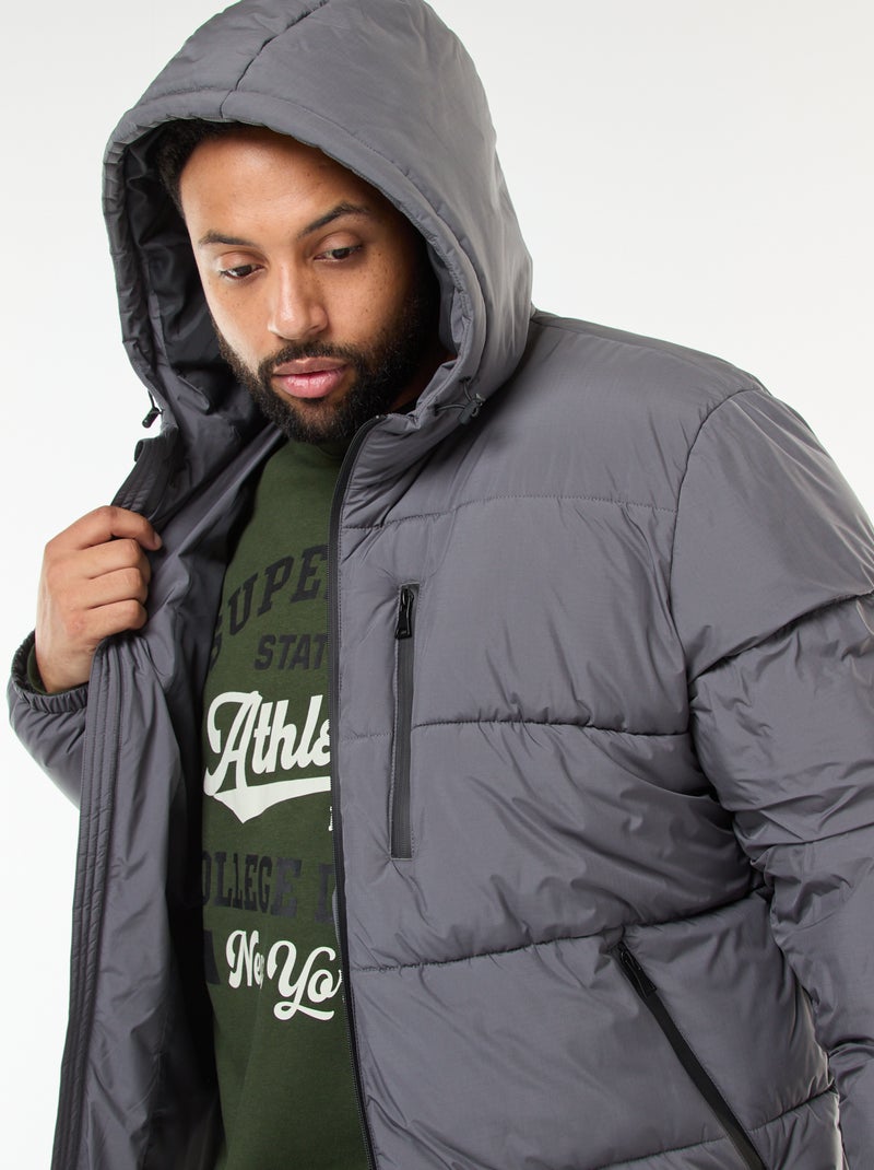 Cazadora acolchada cálida con capucha Gris - Kiabi